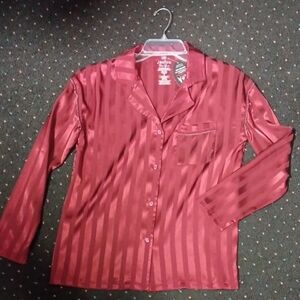 Elegant Women's Burgundy Satin Pajama Top